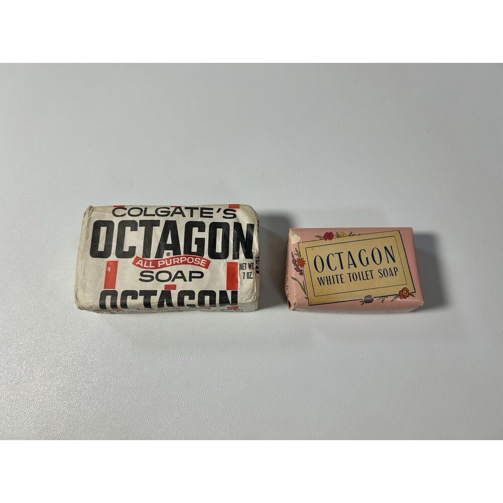 Colgate Octagon All Purpose, White Toilet Soap Bar Vintage Lot Pink Floral Wrap